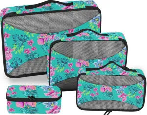 Travel Packing Organizers 4 Set Luggage Bags Organizers Packing Cubes for Travel Women Pcking Cubes Tropical Floral