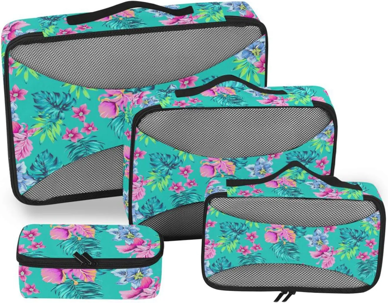 Travel Packing Organizers 4 Set Luggage Bags Organizers Packing Cubes for Travel Women Pcking Cubes Tropical Floral