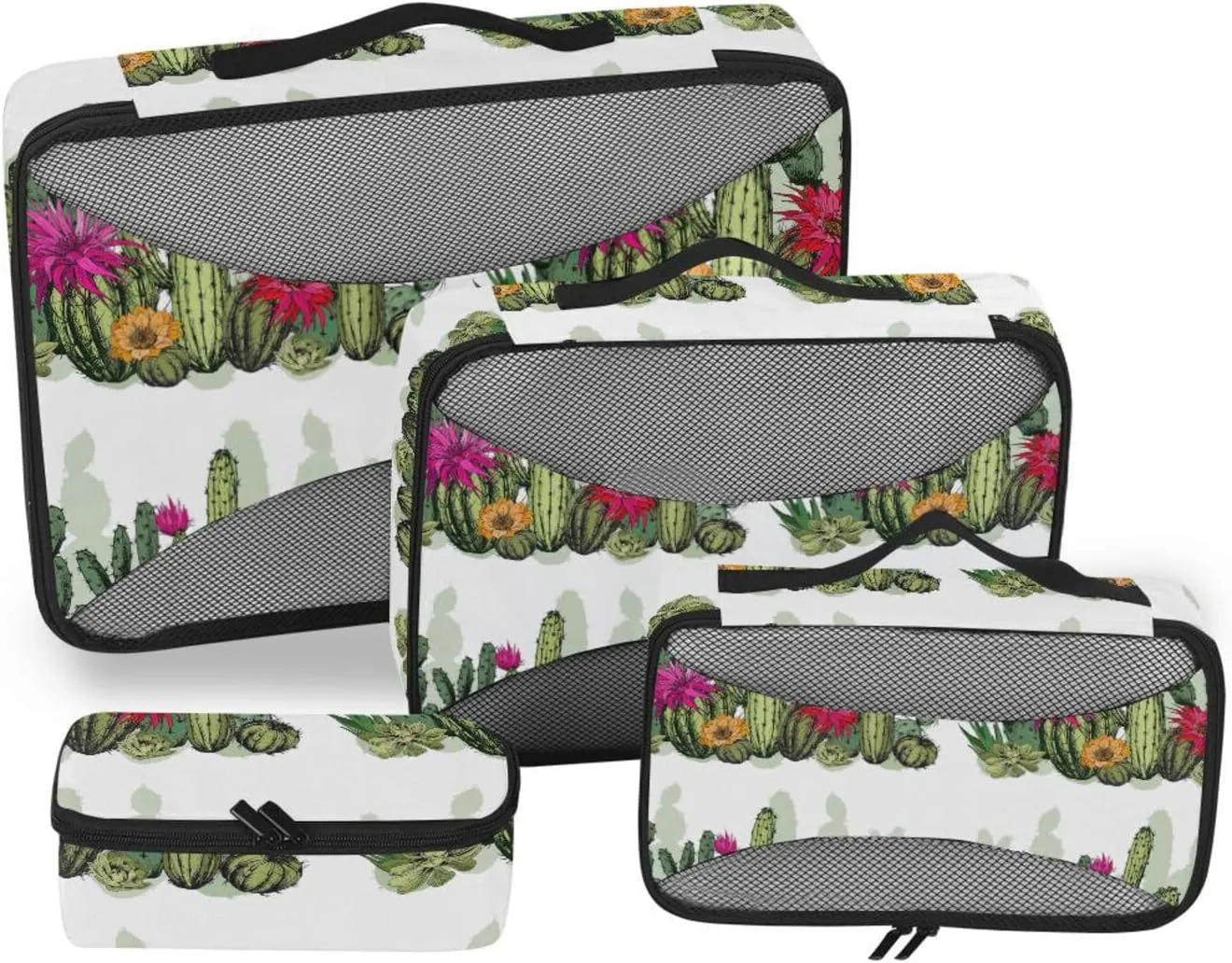 Travel Packing Organizers 4 Set Luggage Bags Organizers Travel Cubes for Luggage Packing Cubed Succulents Cactus