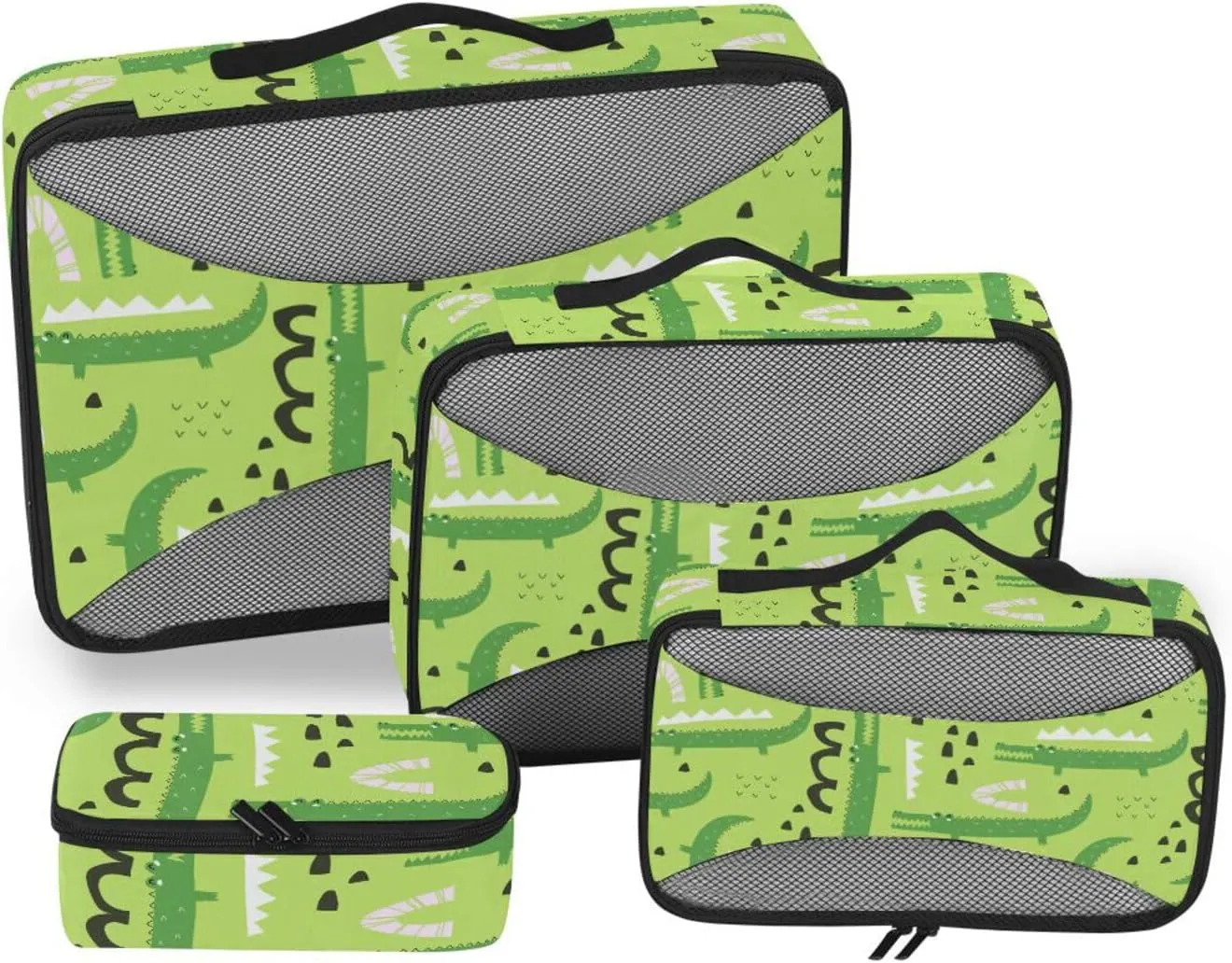 Travel Packing Organizers 4 Set Luggage Cubes for Packing Suitcase Organizers Packing Cunes Cartoon Crocodiles