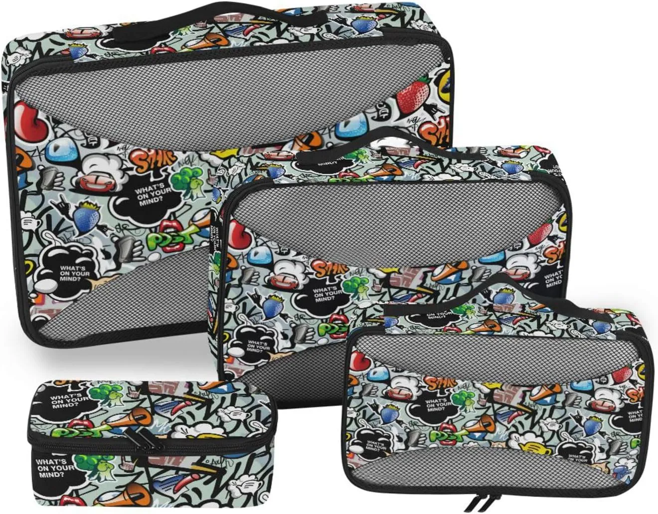 Travel Packing Organizers 4 Set Luggage Organizer Bags Suitcase Packing Cubes for Travel Oacking Cubes Cartoon Graffiti