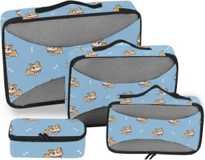Travel Packing Organizers 4 Set Luggage Organizer Suitcase Cubes for Packing Packing Cuves Cute Puppy