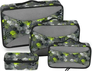 Travel Packing Organizers 4 Set Luggage Organizer Suitcase Cubes Packimg Cubes Grunge Football Pattern
