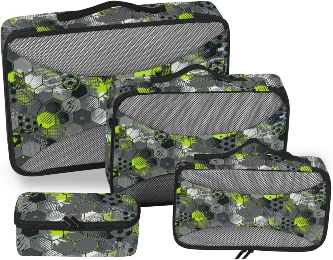 Travel Packing Organizers 4 Set Luggage Organizer Suitcase Cubes Packimg Cubes Grunge Football Pattern