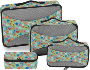 Travel Packing Organizers Set of 4 Luggage Cubes for Packing Packing Cubes for Travel Women Packing Cube Cornflower Sunflower