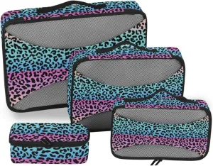 Travel Packing Organizers Set of 4 Luggage Cubes for Packing Travel Cubes for Packing Carry on Bag Packing Cuves Leopard Printed