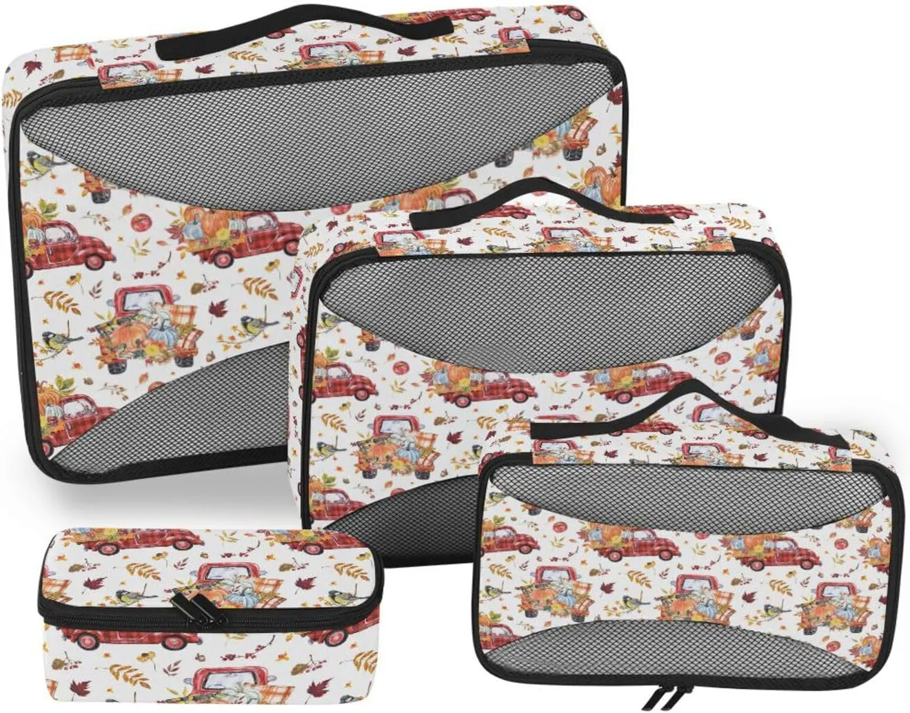 Travel Packing Organizers Set of 4 Luggage Cubes Suitcase Packing Cubes Packing Cubs Pumpkin Truck