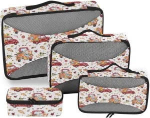Travel Packing Organizers Set of 4 Luggage Cubes Suitcase Packing Cubes Packing Cubs Pumpkin Truck