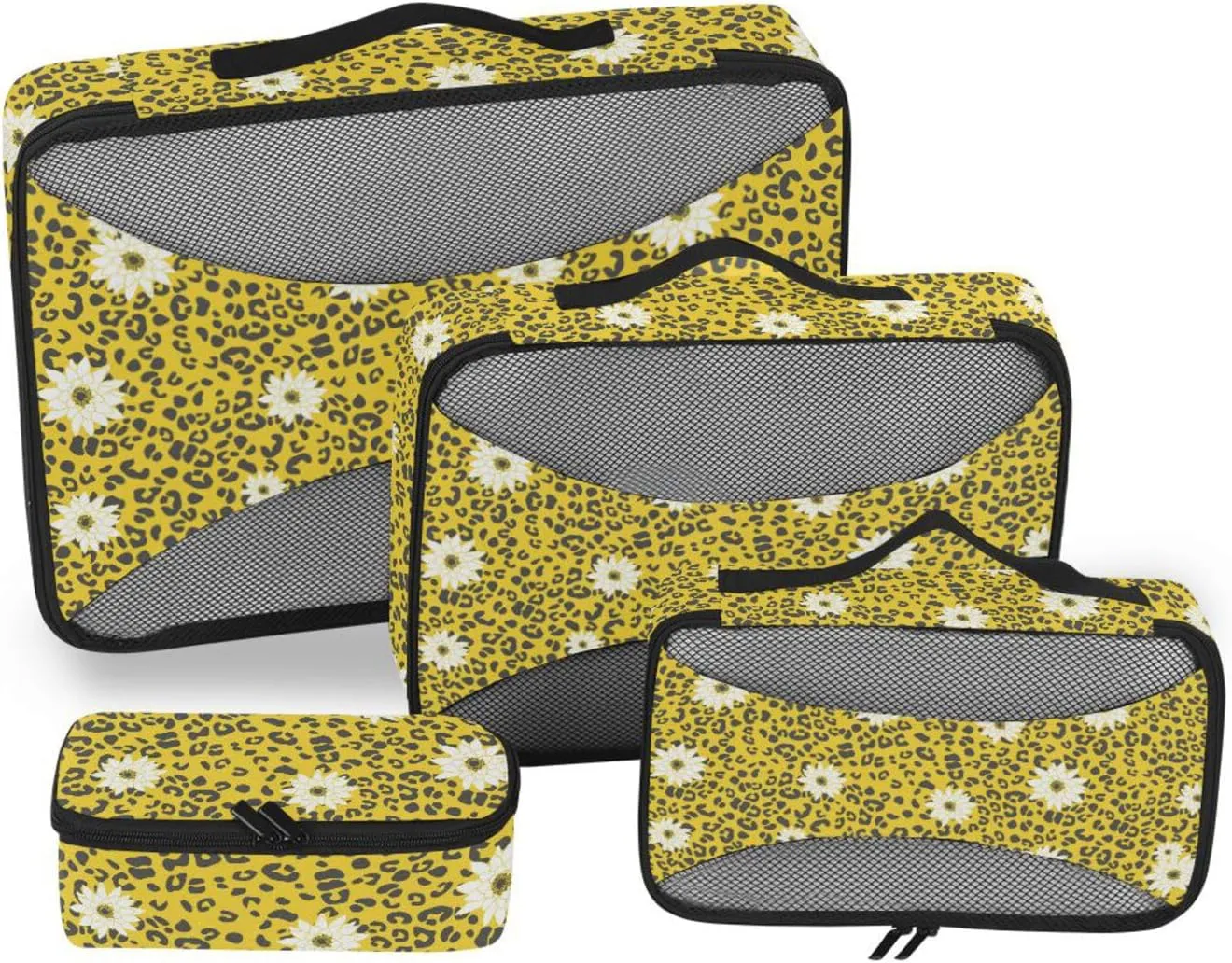 Travel Packing Organizers Set of 4 Luggage Cubes Travel Cube Paxking Cubes Leopard Print Floral