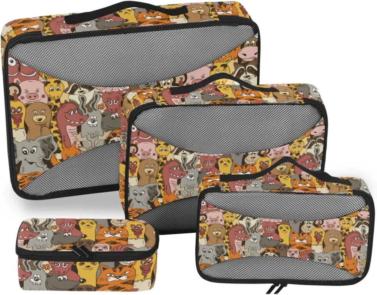 Travel Packing Organizers Set of 4 Luggage Packing Cubes Suitcase Cubes for Packing Packing Cunes Seamless Animals