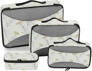 Travel Packing Organizers Set of 4 Suitcase Organizer Bags Packing Cubes Travel Oacking Cubes Beige Floral