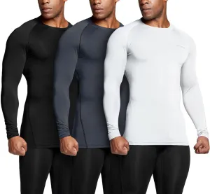 TSLA Men's UPF 50  Compression Shirts, Cool Dry Long Sleeve Athletic Tops, Sports Baselayer Workout Shirt