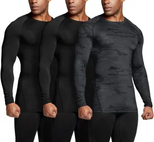 TSLA Men's UPF 50  Compression Shirts, Cool Dry Long Sleeve Athletic Tops, Sports Baselayer Workout Shirt