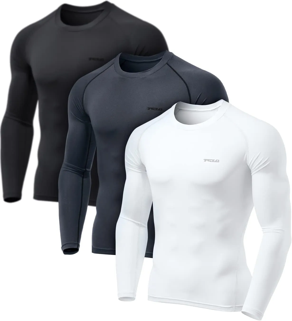 TSLA Men's UPF 50  Compression Shirts, Cool Dry Long Sleeve Athletic Tops, Sports Baselayer Workout Shirt