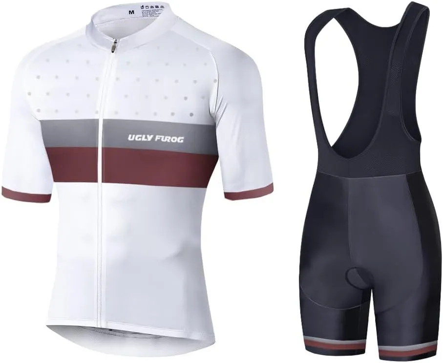 UGLY FROG DT Pro Team Cycling Jersey Set,Men's Breathable MTB Bike Shirt Quick-Dry Bib Short Kits Gel Paddad