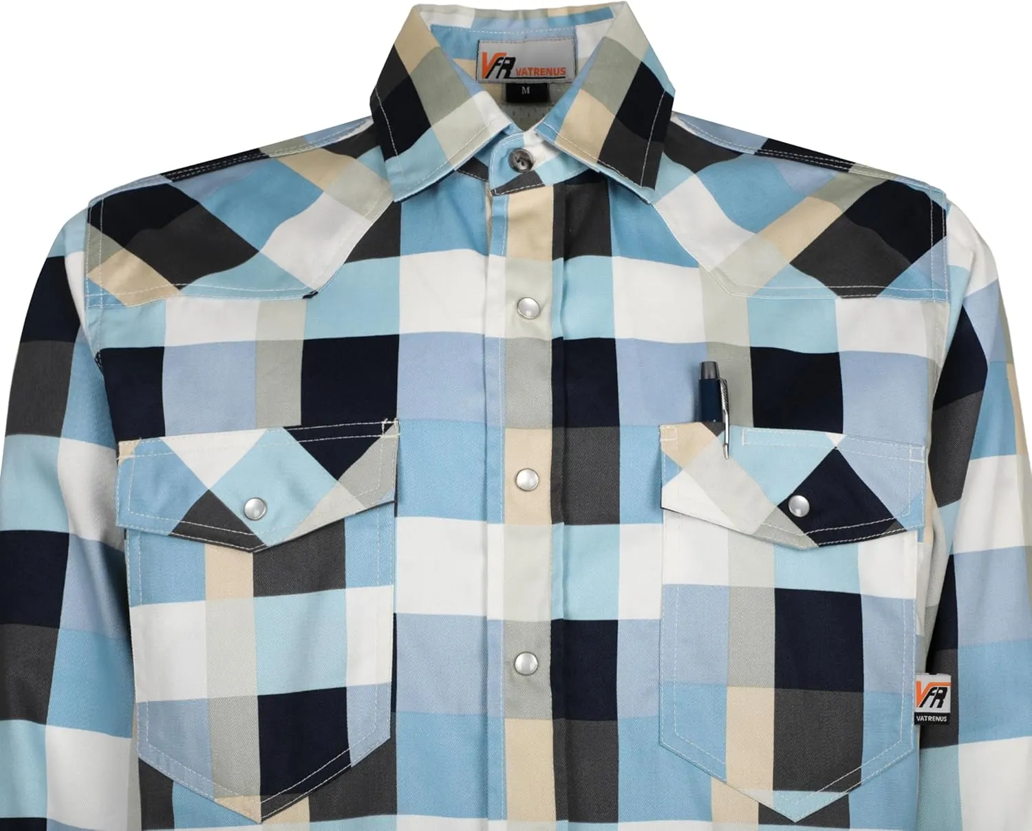 VATRENUS FR Shirts for Summer Pearl Snaps Breathable Vented Mesh Back and Underarm Lightweight Flame Resistant Welding Shirt