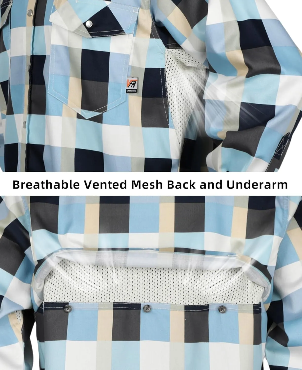 VATRENUS FR Shirts for Summer Pearl Snaps Breathable Vented Mesh Back and Underarm Lightweight Flame Resistant Welding Shirt