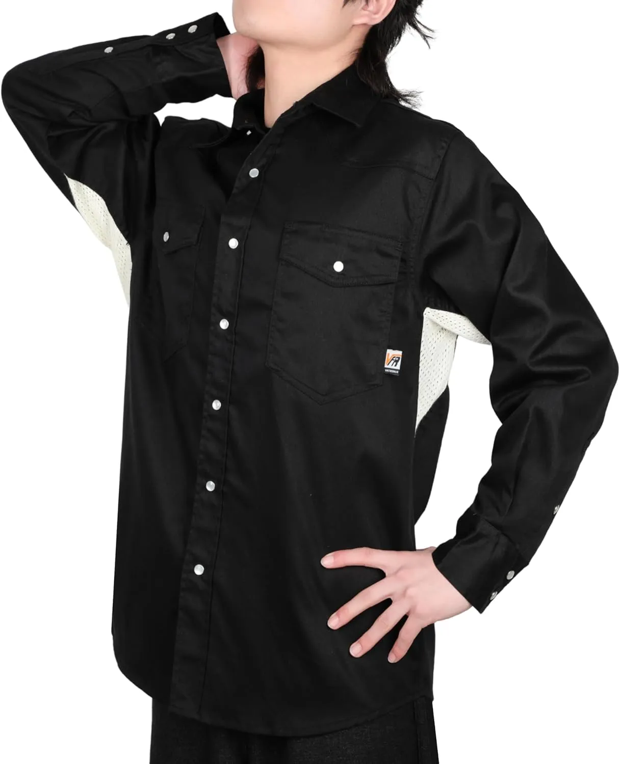 VATRENUS FR Shirts for Summer Pearl Snaps Breathable Vented Mesh Back and Underarm Lightweight Flame Resistant Welding Shirt