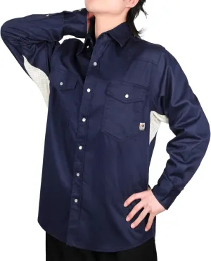 VATRENUS FR Shirts for Summer Pearl Snaps Breathable Vented Mesh Back and Underarm Lightweight Flame Resistant Welding Shirt