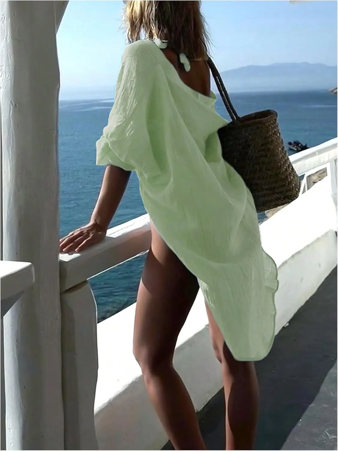 Verdusa Beach Vacation Clothes For Women 2 Piece Outfits Swimsuit Cover Ups Button Shirts and Wrap Skirts Sets