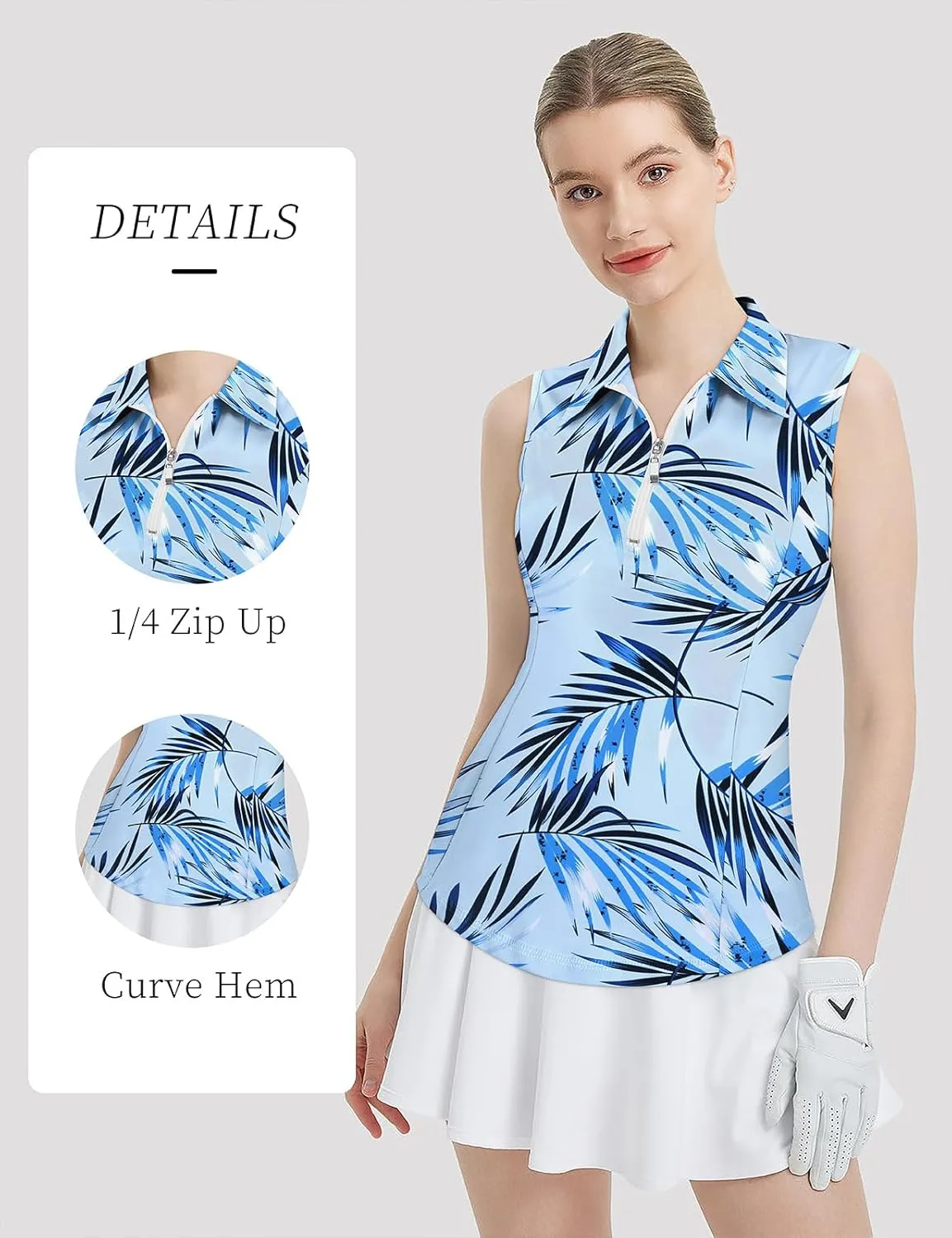 Viracy Womens Sleeveless Golf Polo Shirts Zip Up Sun Protection Work Out Tank Tops Lightweight Fast Dry for Tennis, Casual