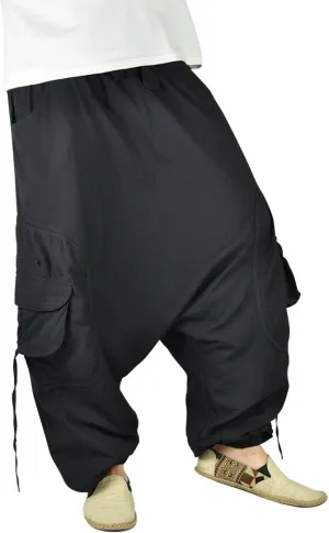 Virblatt - Harem Pants for Men | Cotton | Rave Drop Crotch Aladdin Hippie Genie Pants