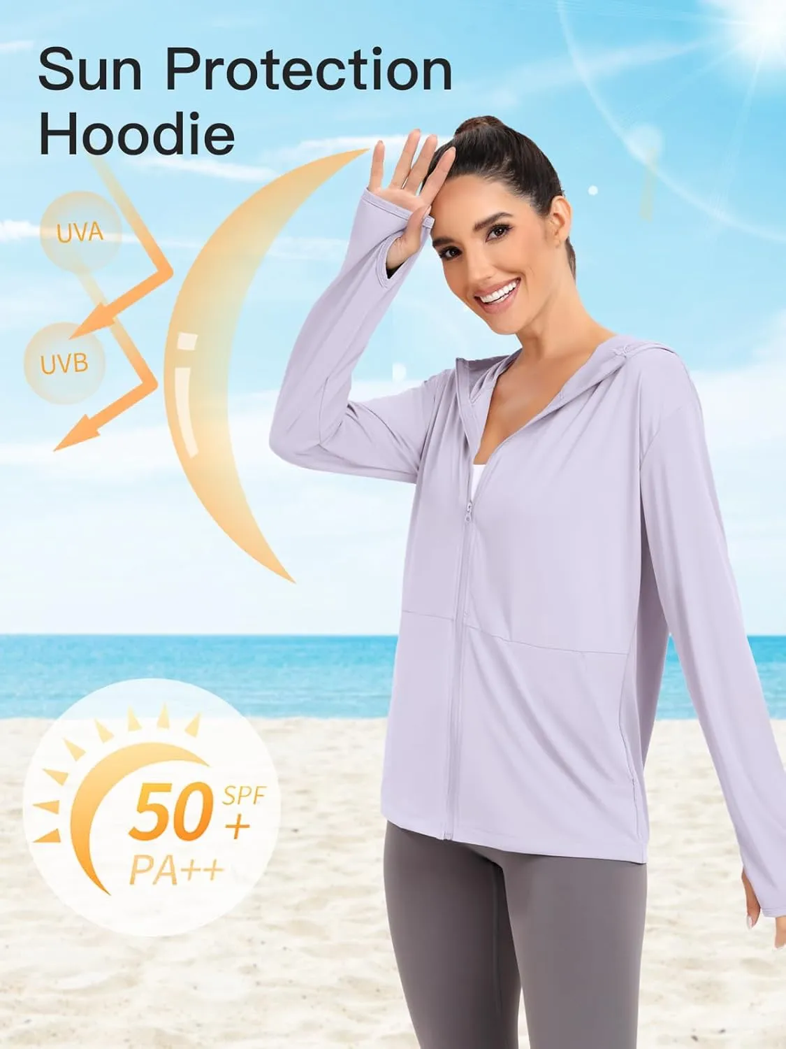 VUTRU Women's UPF 50  Sun Protection Hoodie Jacket Lightweight Long Sleeve Sun Shirt UV Hoodie with Pocket
