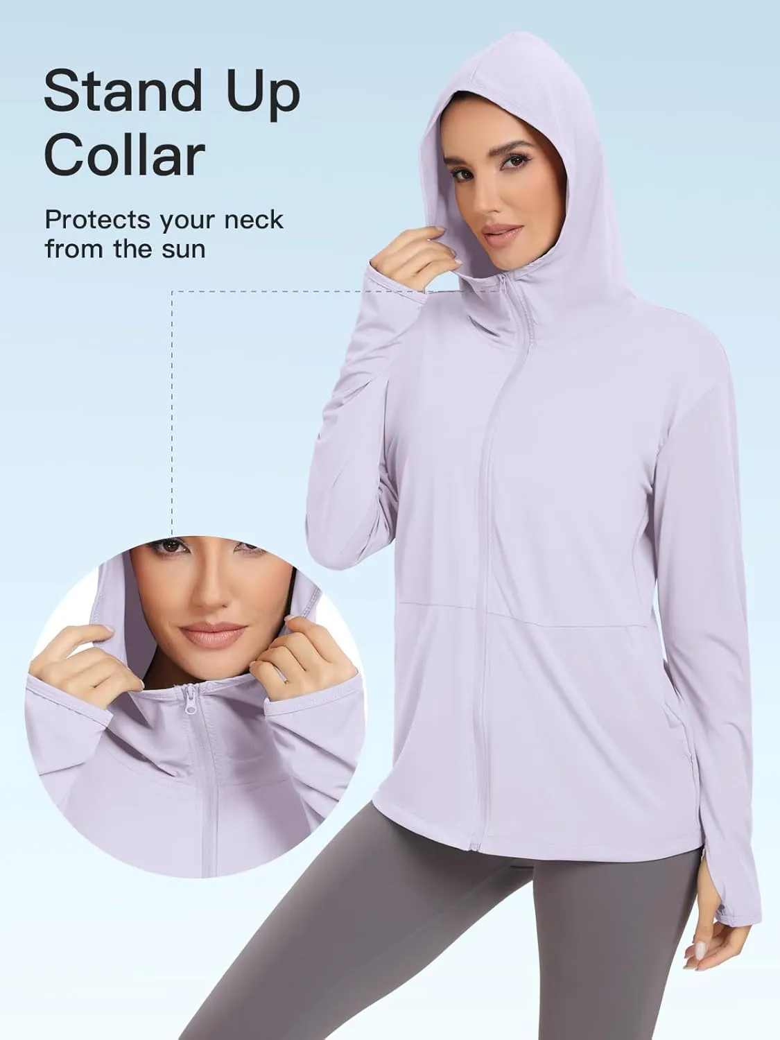 VUTRU Women's UPF 50  Sun Protection Hoodie Jacket Lightweight Long Sleeve Sun Shirt UV Hoodie with Pocket
