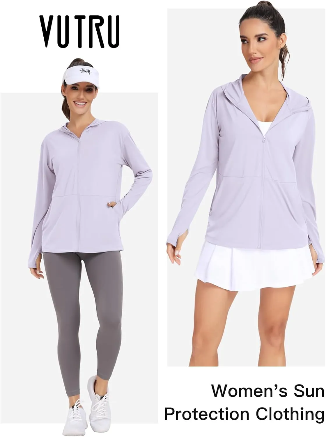 VUTRU Women's UPF 50  Sun Protection Hoodie Jacket Lightweight Long Sleeve Sun Shirt UV Hoodie with Pocket