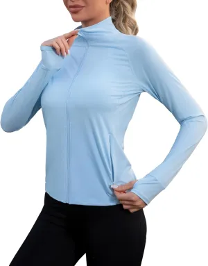 We1Fit Women's UPF 50  Sun Protection Lightweight Jacket Long Sleeve Running Athletic Shirts with Pockets