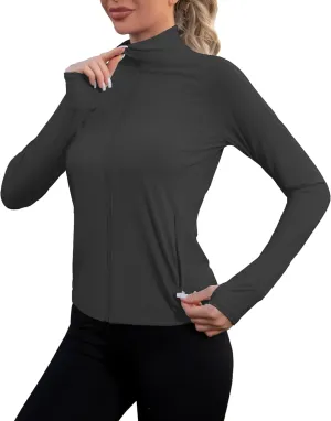 We1Fit Women's UPF 50  Sun Protection Lightweight Jacket Long Sleeve Running Athletic Shirts with Pockets