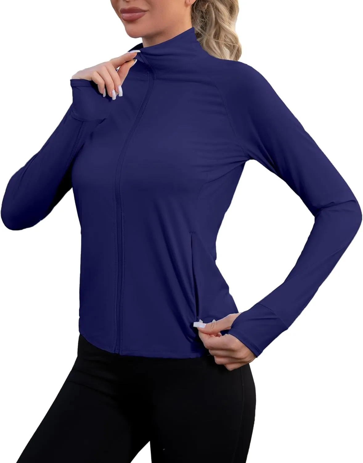 We1Fit Women's UPF 50  Sun Protection Lightweight Jacket Long Sleeve Running Athletic Shirts with Pockets