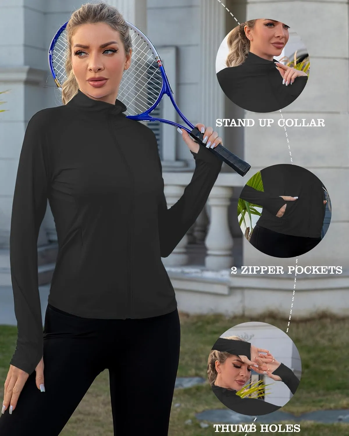 We1Fit Women's UPF 50  Sun Protection Lightweight Jacket Long Sleeve Running Athletic Shirts with Pockets