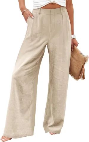 Wide Leg Pants for Women High Waist Solid Color Casual Trousers WomenSlacks Workout Pants 2024