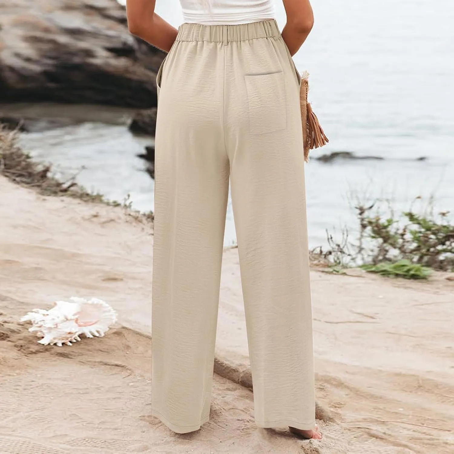 Wide Leg Pants for Women High Waist Solid Color Casual Trousers WomenSlacks Workout Pants 2024