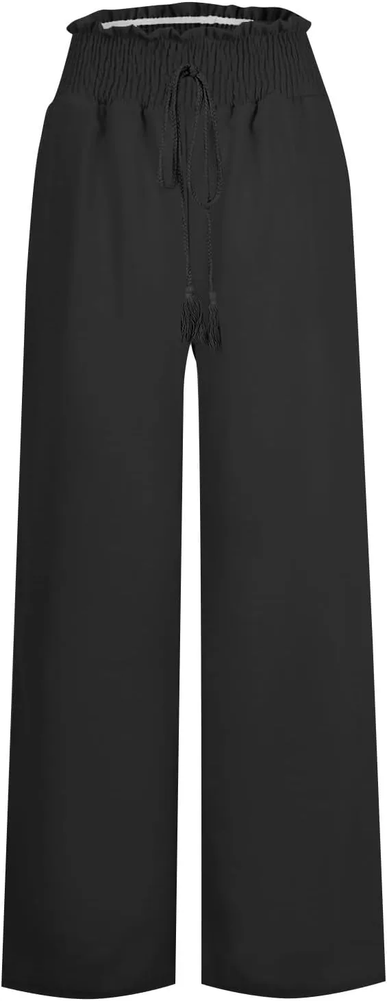 Wide Leg Pants for Women Winter Trending Sports Slacks with Pockets Solid Color Flare Leggings