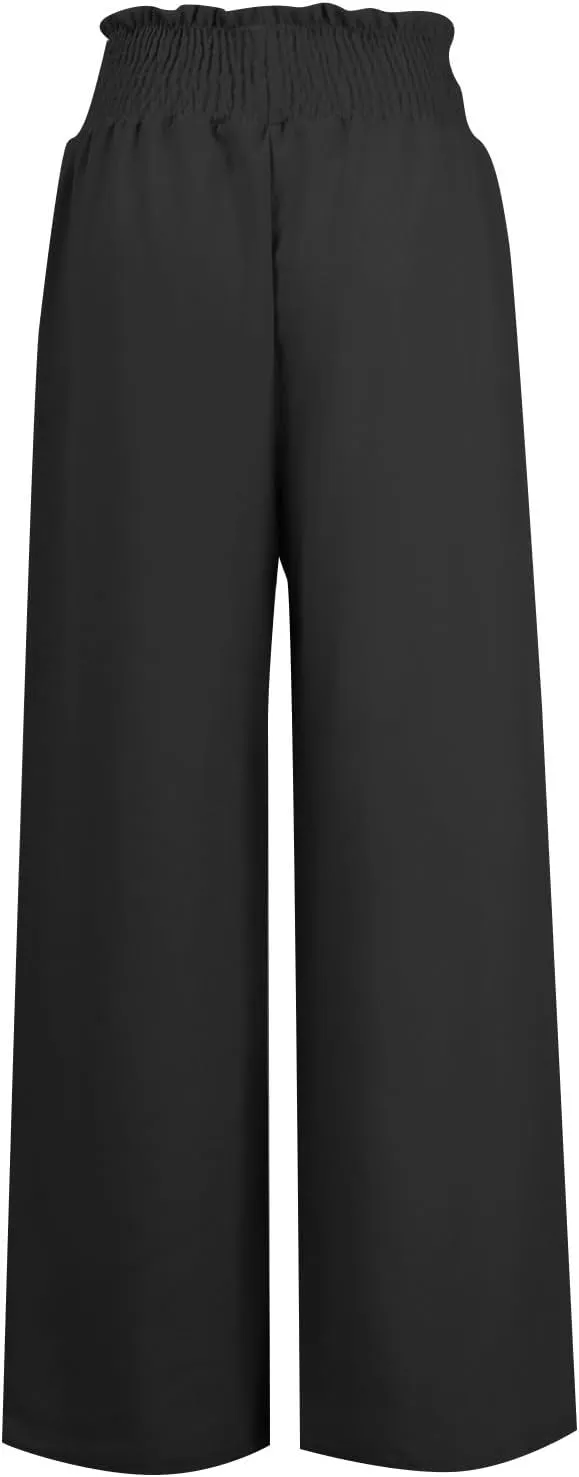 Wide Leg Pants for Women Winter Trending Sports Slacks with Pockets Solid Color Flare Leggings