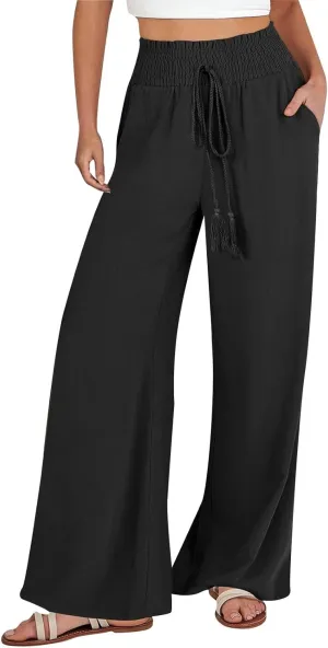 Wide Leg Pants for Women Winter Trending Sports Slacks with Pockets Solid Color Flare Leggings