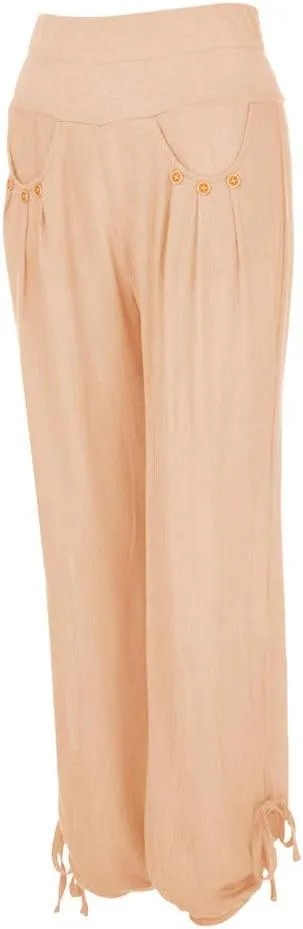 Wide Leg Pants for Womens Summer Linen Light Weight Fashion Trousers Loose High Waist Elastic Pants with Pockets