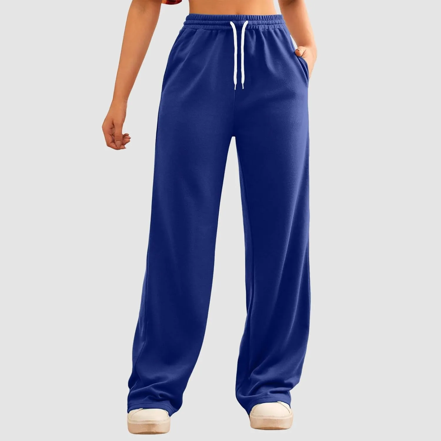 Wide Leg Sweat Pants for Womens High Waisted Baggy Sweatpants Casual Drawstring Workout Athletic Pants with Pockets