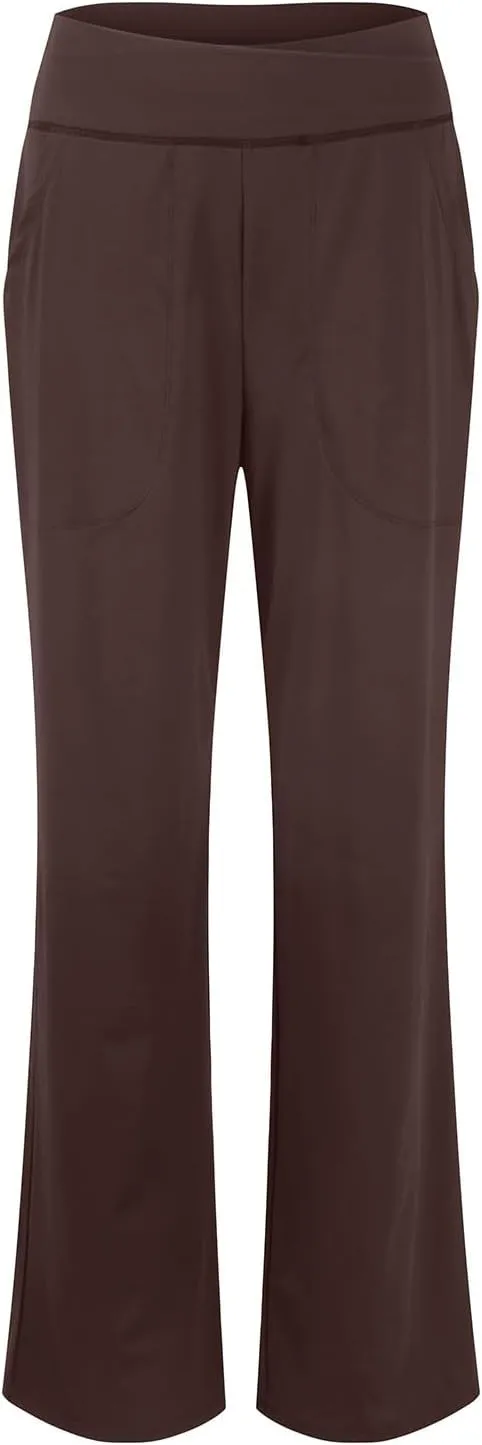 Wide Leg Yoga Pants for Women Crossover High Waisted Athletic Pants with Pockets Casual Comfy Lounge Pants