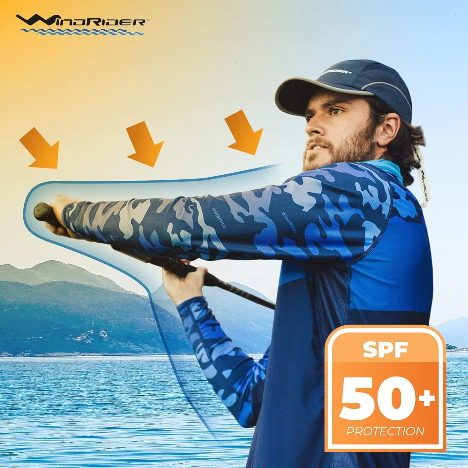 WindRider Fishing Shirts for Men  UPF 50  Long Sleeve UV Protection Lightweight, Breathable Rash Guard for Outdoor Use