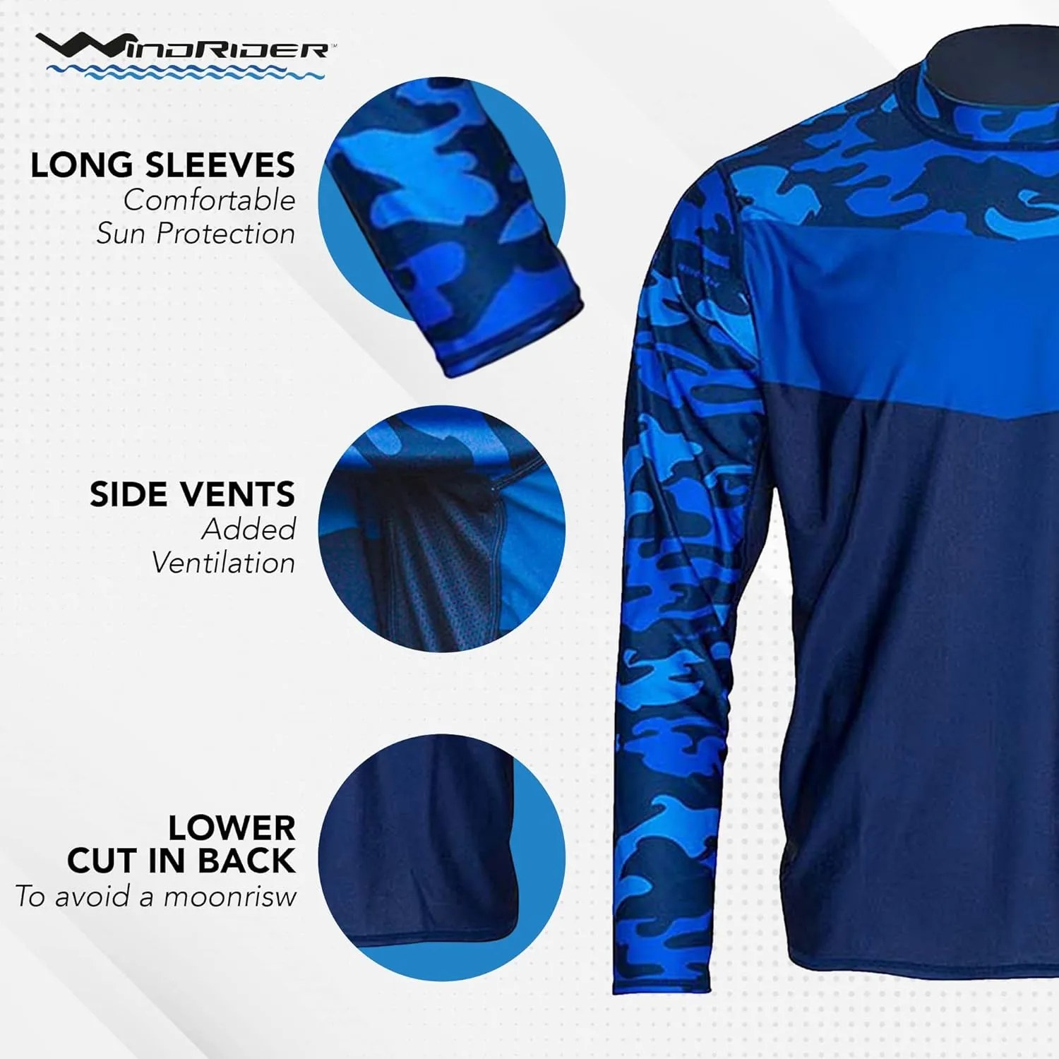 WindRider Fishing Shirts for Men  UPF 50  Long Sleeve UV Protection Lightweight, Breathable Rash Guard for Outdoor Use