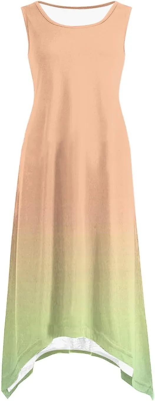 Women 2025 Summer Dress Casual Boho Sundress Ombre Tank Dress Swimwear Cover Up Beach Flowy Midi Vacation Dresses