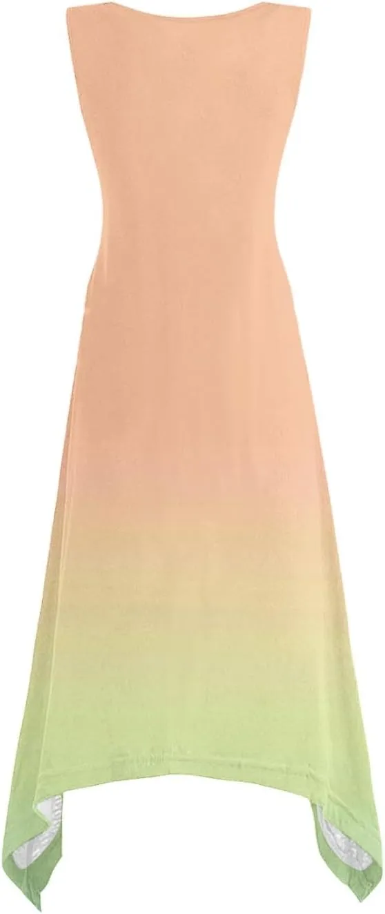 Women 2025 Summer Dress Casual Boho Sundress Ombre Tank Dress Swimwear Cover Up Beach Flowy Midi Vacation Dresses