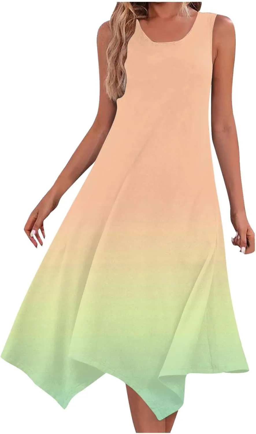 Women 2025 Summer Dress Casual Boho Sundress Ombre Tank Dress Swimwear Cover Up Beach Flowy Midi Vacation Dresses