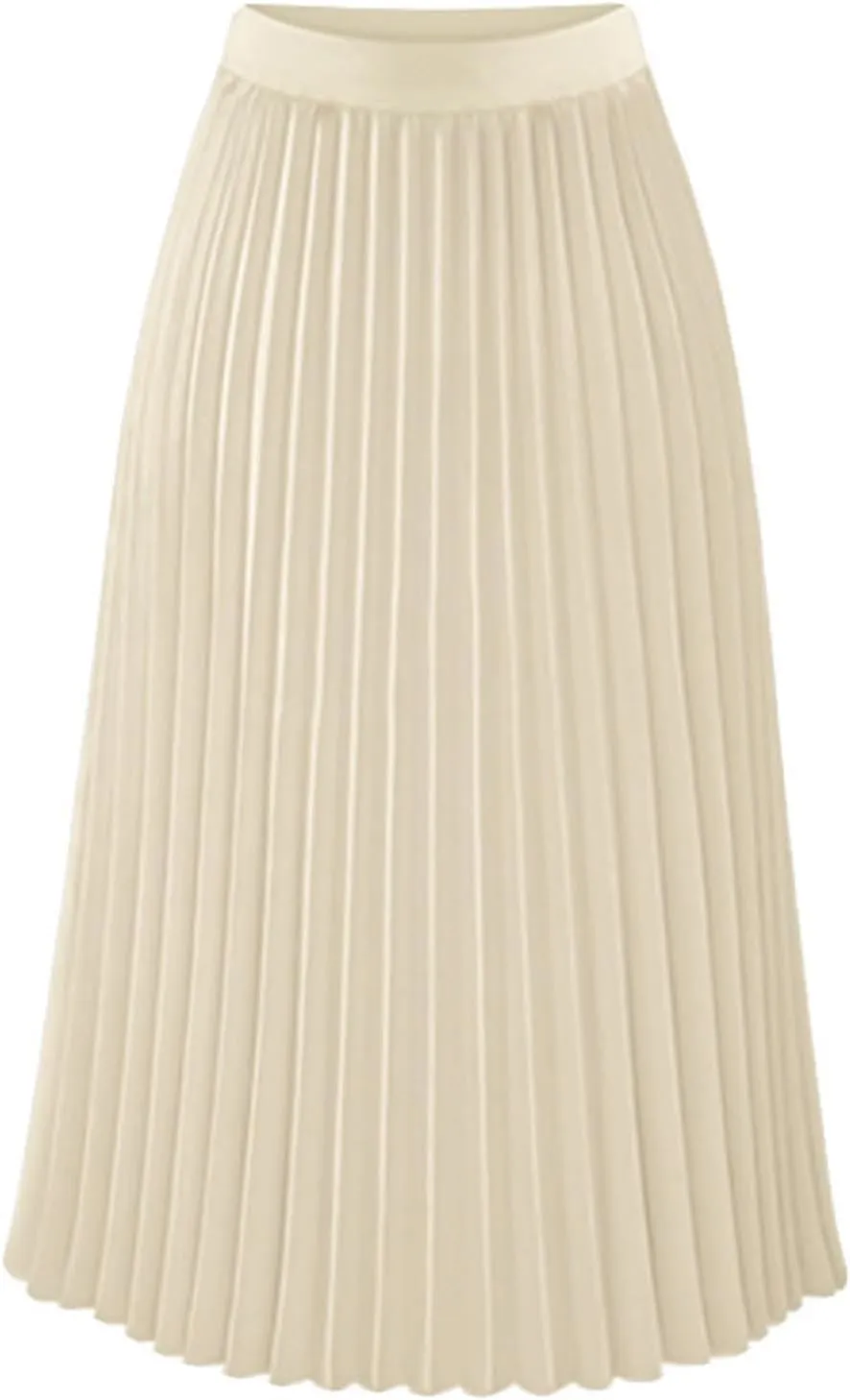 Women High Elastic Waist Pleated Chiffon Skirt Midi Swing Flare Casual A-line Skirts Pleated Midi Skirts for Women