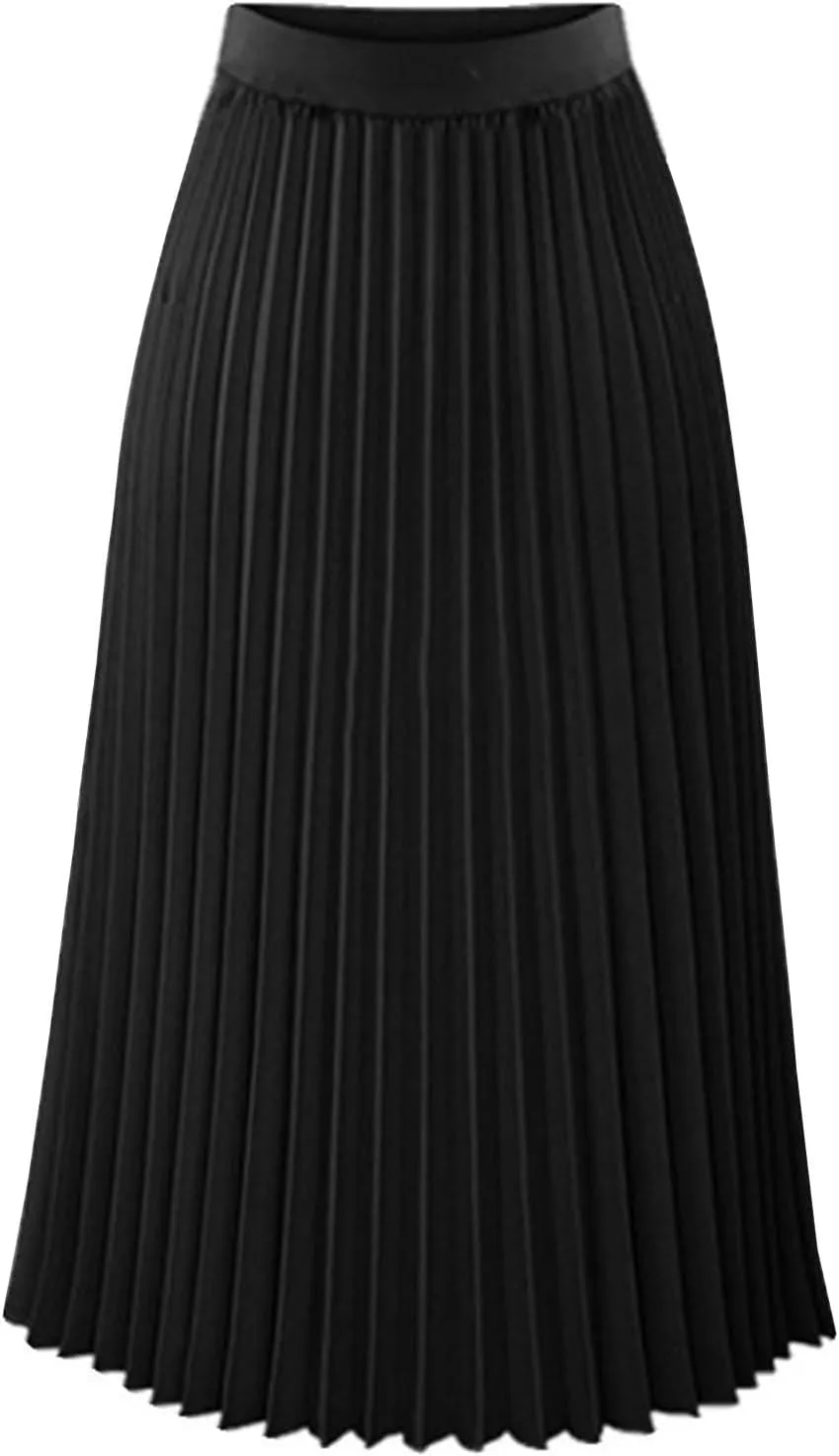 Women High Elastic Waist Pleated Chiffon Skirt Midi Swing Flare Casual A-line Skirts Pleated Midi Skirts for Women