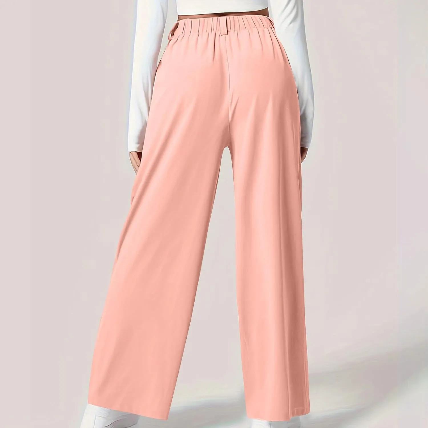Women High Waist Wide Leg Palazzo Pants Casual Long Button Down Loose Business Work Office Trousers with Pockets