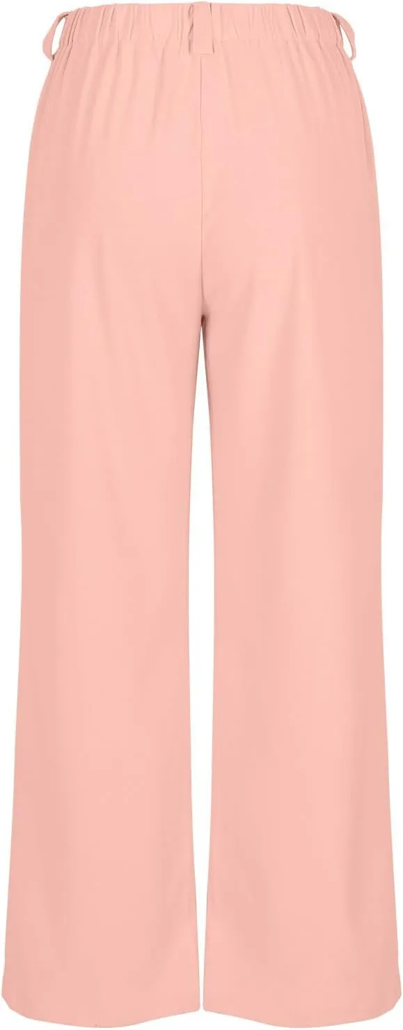 Women High Waist Wide Leg Palazzo Pants Casual Long Button Down Loose Business Work Office Trousers with Pockets
